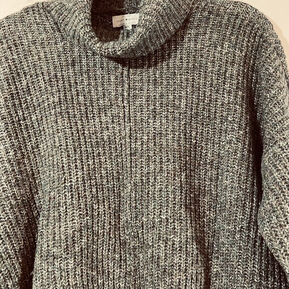 Lucky Brand Cowl Neck Sweater sz Medium Green Boxy Rib Knit Cropped - Picture 3 of 7